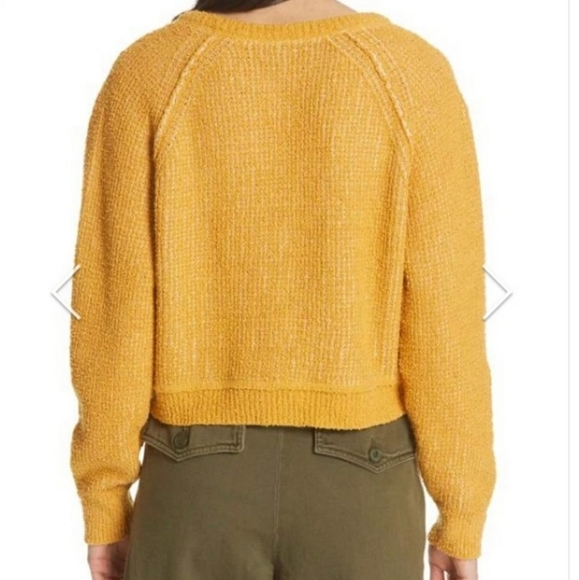 Free People De Soleil  Pullover  Deep V Neck Slouchy Long Sleeve Crop XS Sweater - Picture 3 of 9